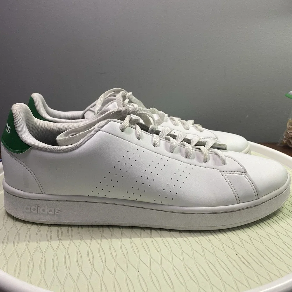 Adidas Men's Advantage Sneaker Tennis Shoe, Footwear White/Green, US 13 UK 12.5‎